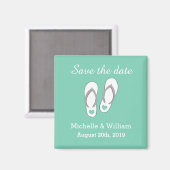Mint Save the date strand slipper bruiloft magnete Magneet (Voorkant / Achterkant)
