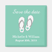 Mint Save the date strand slipper bruiloft magnete Magneet (Voorkant)