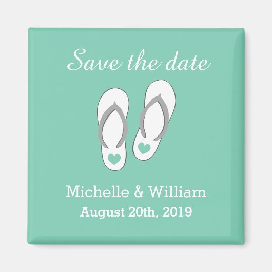 Mint Save the date strand slipper bruiloft magnete Magneet (Voorkant)