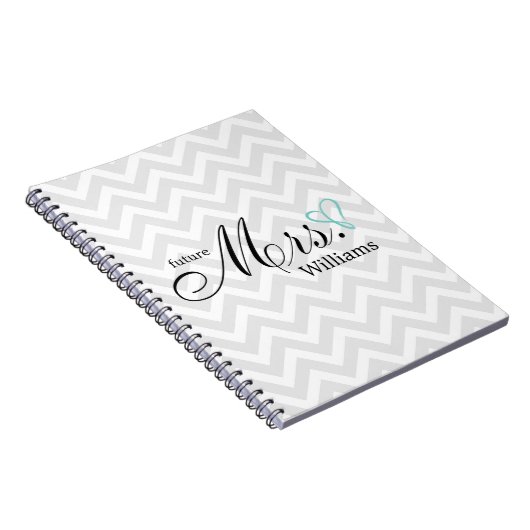 Mint Scribble Heart Future Mrs Wedding Notitieboek (Rechterzijde)