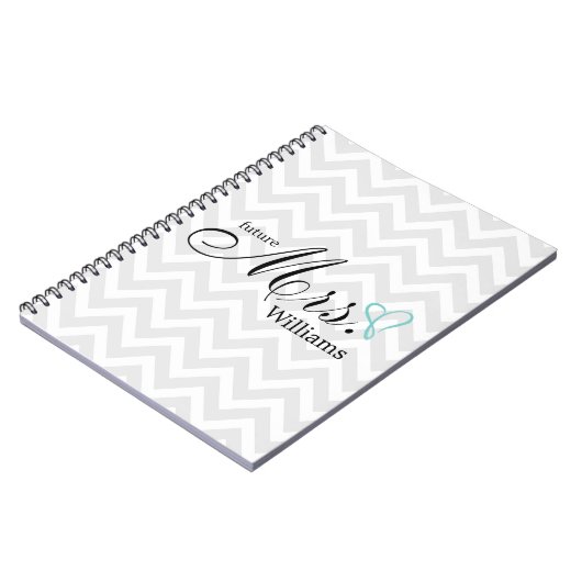 Mint Scribble Heart Future Mrs Wedding Notitieboek (Linkerzijde)