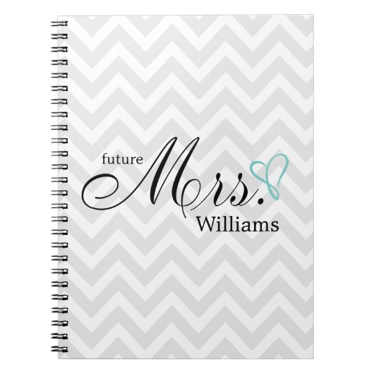 Mint Scribble Heart Future Mrs Wedding Notitieboek (Voorkant)