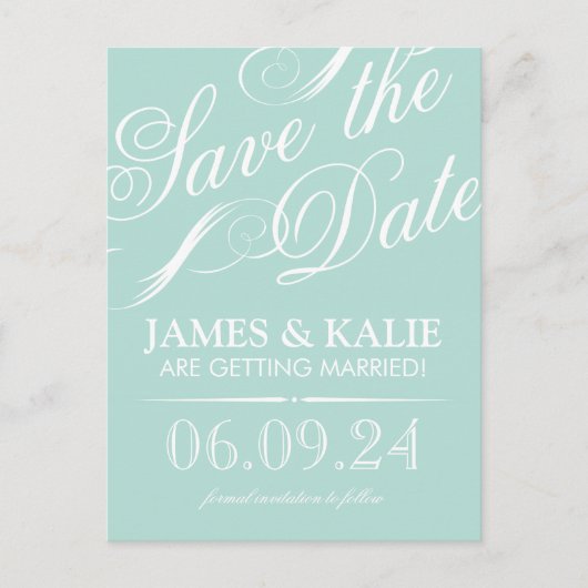 Mint Script De datum opslaan Aankondigingskaart (Voorkant)