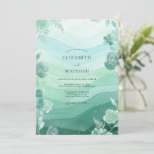 Mint Seafoam Blad Bruiloft Kaart (Staand voorkant)