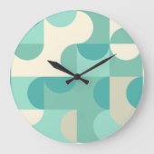 Mint Seafoam Blauwgroen Blue Green Retro Art Patro Grote Klok (Voorkant)