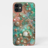 Mint Seafoam En Gouden Glitter Zeester Case-Mate iPhone Case (Achterkant)