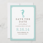 Mint Seahorse Wedding Save the Date (Voorkant)