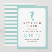 Mint Seahorse Wedding Save the Date (Voorkant / Achterkant)