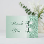 Mint Sequins, Bow & Diamond Bedankt voor het huwel (Staand voorkant)