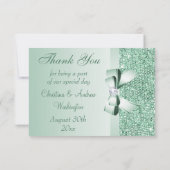 Mint Sequins, Bow & Diamond Bedankt voor het huwel (Achterkant)