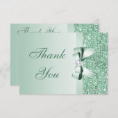 Mint Sequins, Bow & Diamond Bedankt voor het huwel (Voorkant / Achterkant)
