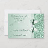 Mint Sequins, Bow & Diamond RSVP Wedding Kaartje (Achterkant)
