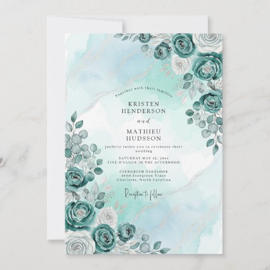 Mint Serene Winter Wedding Kaart (Voorkant)