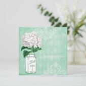 Mint Shabby Chic Mason Jar & Hydrangea Quinceanera Kaart (Staand voorkant)