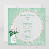 Mint Shabby Chic Mason Jar & Hydrangea Quinceanera Kaart (Achterkant)