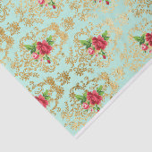 Mint Shabby Chic Retro Gouden Kant Bloemen Decoupa Tissuepapier (Detail)