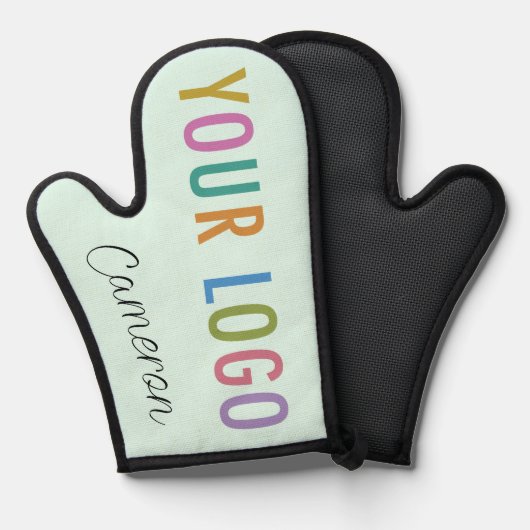 Mint Silicone Oven Mitt met Zakelijke Logo & Naam Ovenwant (Voorkant / Achterkant)
