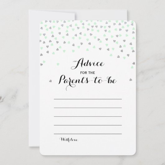 Mint Silver 2x Baby shower Game - Advies | Wie ken Kaart (Achterkant)