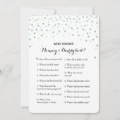 Mint Silver 2x Baby shower Game - Advies | Wie ken Kaart (Voorkant)