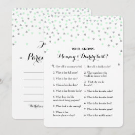 Mint Silver 2x Baby shower Game - Advies | Wie ken Kaart
