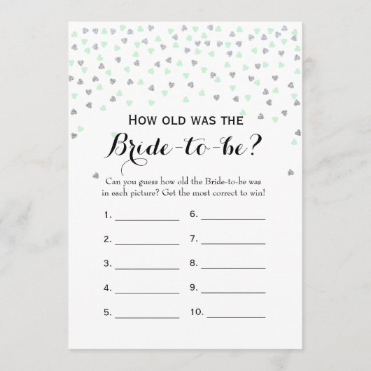 Mint Silver 2x Vrijgezellenfeest Game Hoe oud | Ad Advieskaart (Voorkant)