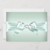 Mint Silver Diamond Bow & Tiara Quinceanera Invite Kaart (Achterkant)