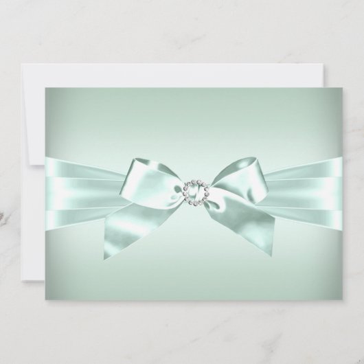 Mint Silver Diamond Bow & Tiara Quinceanera Invite Kaart (Achterkant)