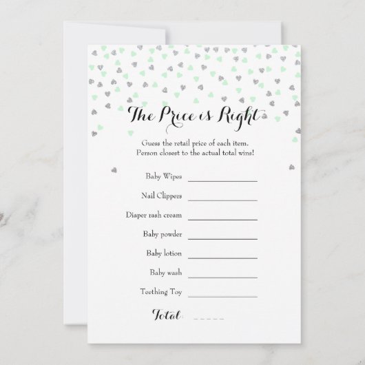 Mint Silver Dubbelzijdig - 2 x Baby shower Spellet Kaart (Achterkant)