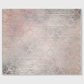 Mint Silver Foxier Pink Blush Damask Wood Rustig Cadeaupapier (Vlak)