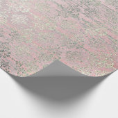 Mint Silver Foxier Pink Blush Damask Wood Rustig Cadeaupapier (Hoek)