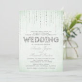 Mint & Silver Glitter Blik Weddenschap Kaart (Staand voorkant)