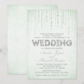 Mint & Silver Glitter Blik Weddenschap Kaart (Voorkant / Achterkant)