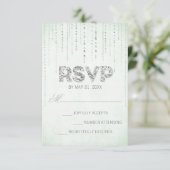 Mint & Silver Glitter Kijk Weddenschap RSVP-kaart RSVP Kaartje (Staand voorkant)