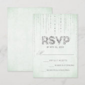 Mint & Silver Glitter Kijk Weddenschap RSVP-kaart RSVP Kaartje (Voorkant / Achterkant)