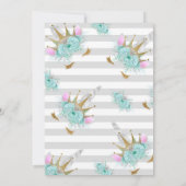 Mint, Silver & Gold Unicorn Princess Birthday Kaart (Achterkant)