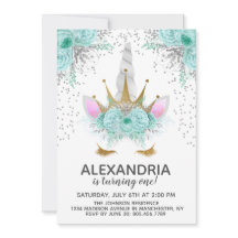 Mint, Silver & Gold Unicorn Princess Birthday