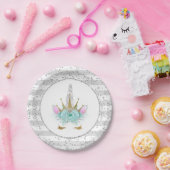 Mint, Silver & Gold Unicorn Princess Papieren Bordje (Feest)