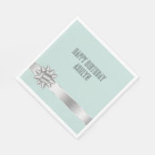 Mint Silver Ribbon Bow Verjaardag Servet (Hoek)