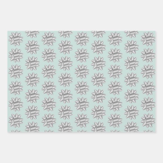 Mint Silver Ribbon Bow Vrijgezellenfeest Inpakpapier Vel (Voorkant 3)