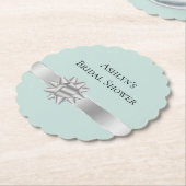 Mint Silver Ribbon Bow Vrijgezellenfeest Kartonnen Onderzetters (Gekanteld)
