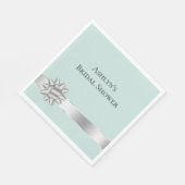 Mint Silver Ribbon Bow Vrijgezellenfeest Servet (Hoek)