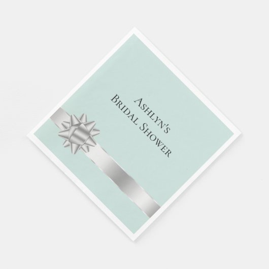 Mint Silver Ribbon Bow Vrijgezellenfeest Servet (Hoek)