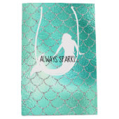 Mint Silver Sparkle Mermaid Medium Cadeauzakje (Voorkant)