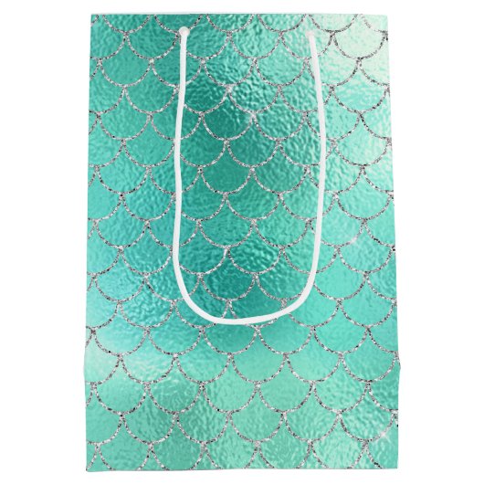 Mint Silver Sparkle Mermaid Medium Cadeauzakje (Achterkant)