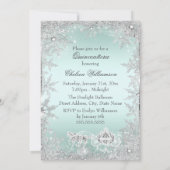 Mint Silver Tiara Snowflake Sparkle Quinceanera Kaart (Achterkant)