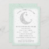 Mint Silver Twinkle Little Star Baby shower Kaart (Voorkant / Achterkant)