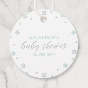 Mint & Silver Winter Wonderland Baby shower Bedankjes Labels