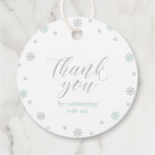 Mint & Silver Winter Wonderland Baby shower Bedankjes Labels (Achterkant)