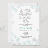 Mint Silver Winter Wonderland Girl Baby shower Kaart (Voorkant)