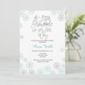 Mint Silver Winter Wonderland Girl Baby shower Kaart (Staand voorkant)